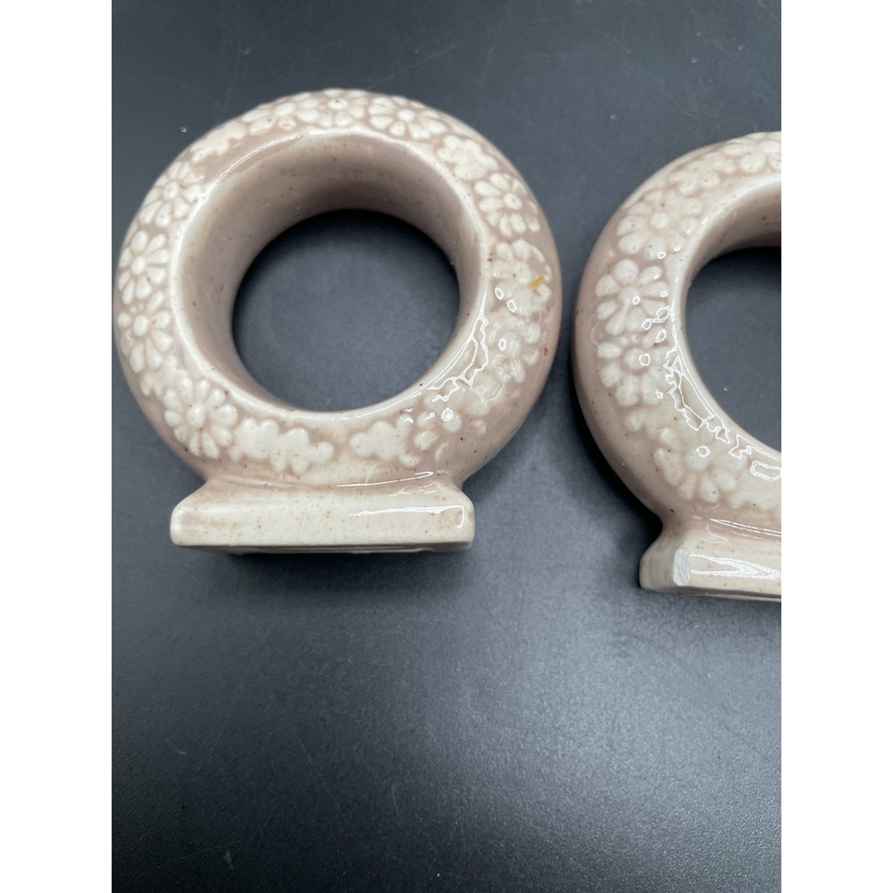 Hand painted Napkin Rings Ceramic Porcelain Flower Print: set of 4 - Picture 7 of 8
